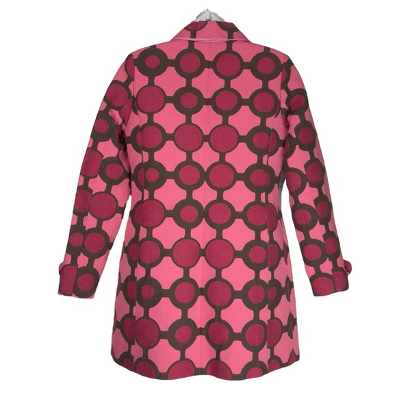 Vintage Bentley A. Retro Mod Pink Geometric Polka Dot Button Up Coat Small - Picture 3 of 16